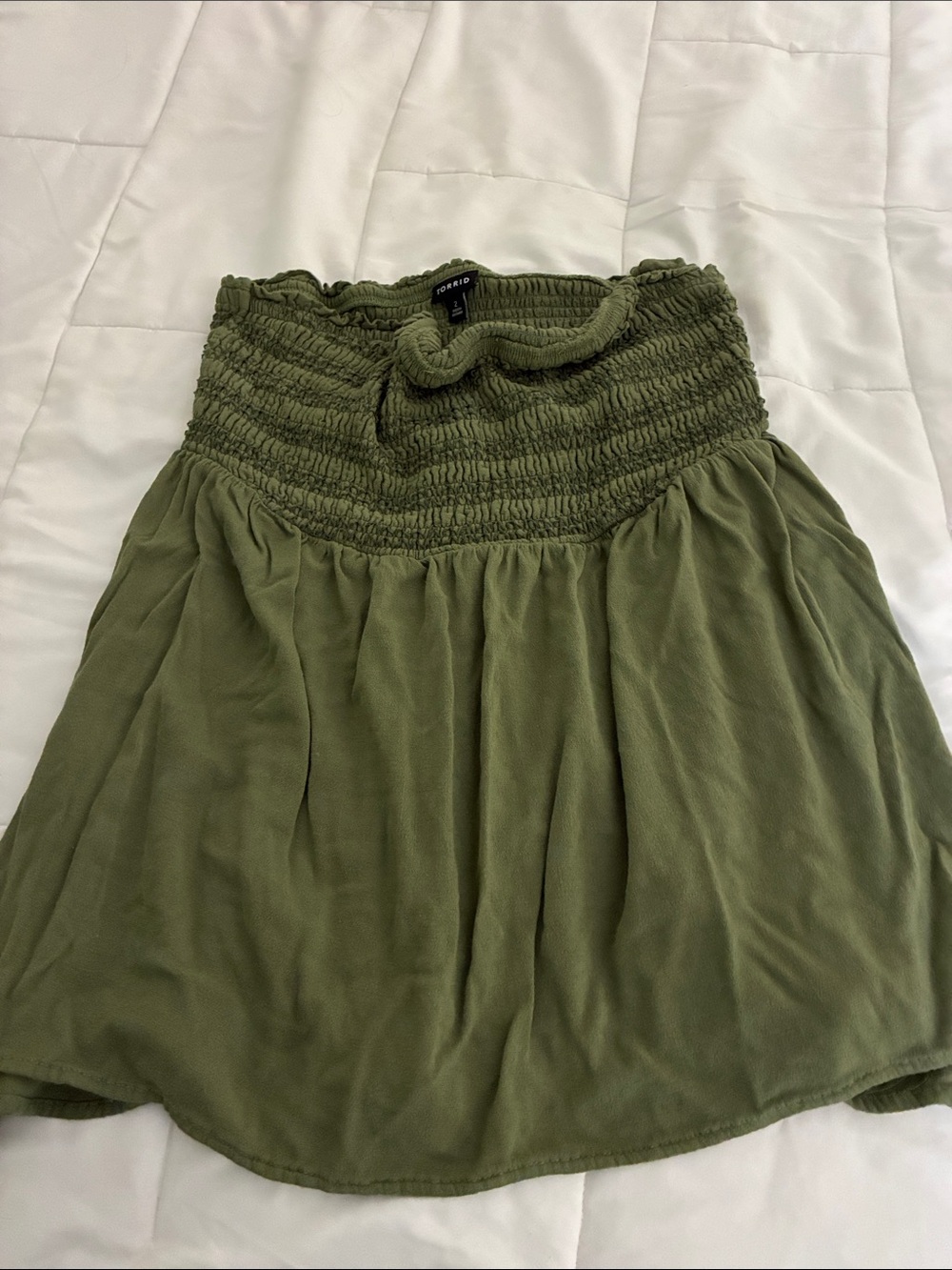 torrid Olive Green Strapless Smocked Tube Top